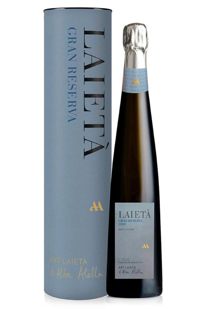 Botella Alta Alella Laietà Gran Reserva, cava ecológico Brut Nature con burbuja fina y notas de fruta blanca y pan tostado.