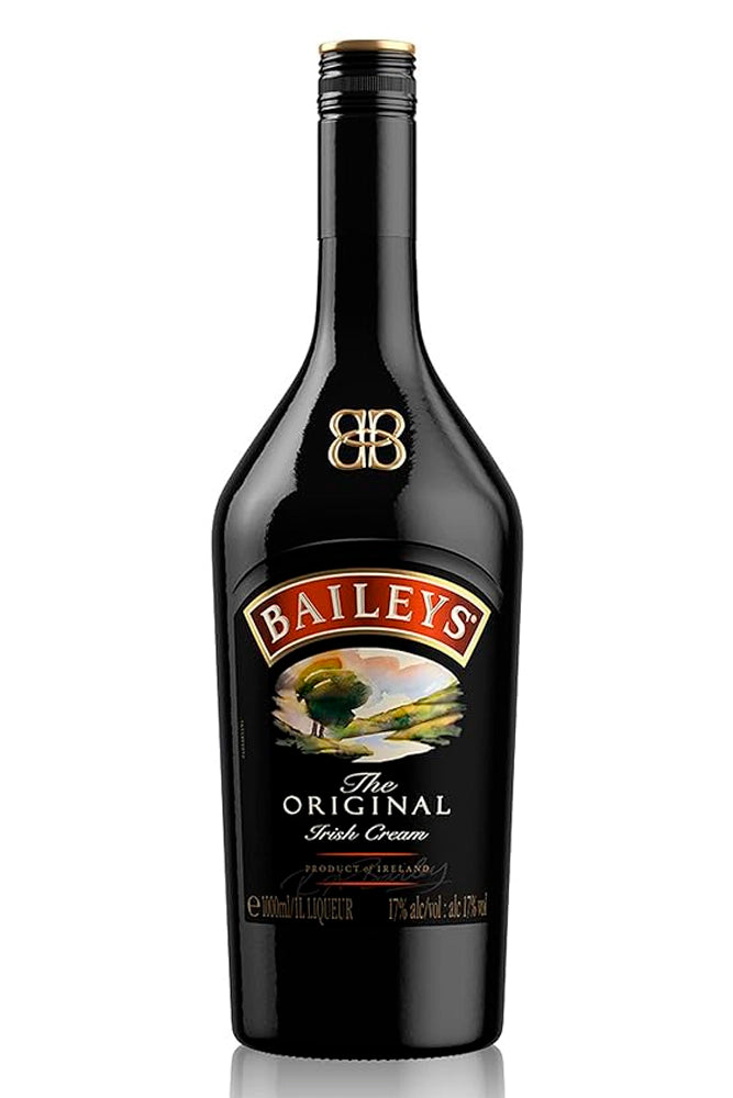 Botella de 1 L de Baileys, licor de crema irlandés 17 % vol. con whisky, nata y cacao, textura suave y perfecta para compartir o usar en postres.