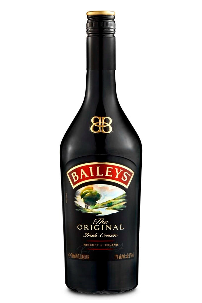Botella de 70 cl de Baileys, licor de crema irlandés 17 % vol. con whisky, nata y cacao, ideal para postres o servir con hielo.