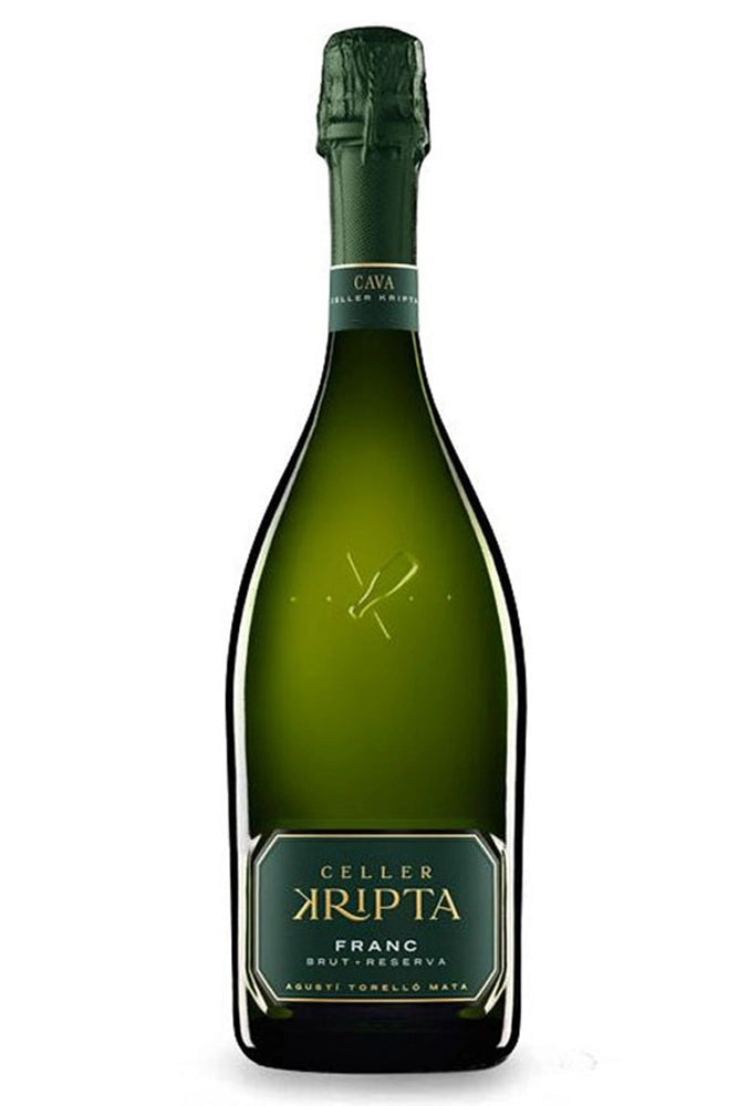 Botella Celler Kripta Franc Brut Reserva 75 cl, cava fresco y equilibrado con notas de manzana verde, cítricos y flor blanca.