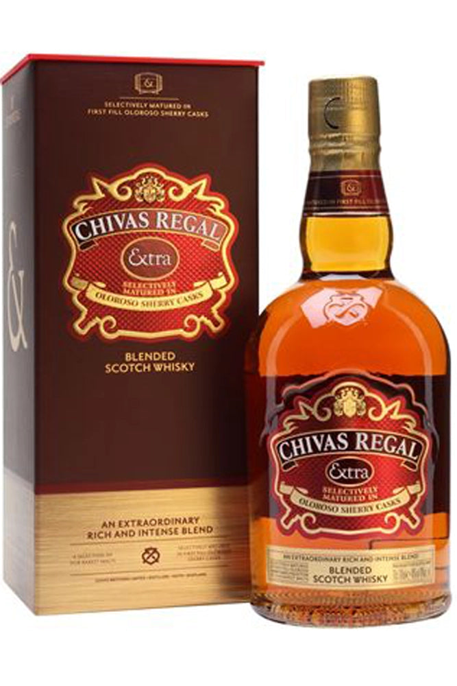 Botella de Chivas Regal Extra Sherry Cask 1L, blended scotch acabado en barricas de jerez Oloroso con notas dulces y afrutadas.