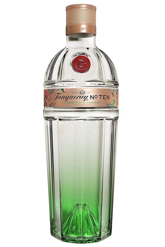 Botella de Gin Tanqueray No. Ten Grapefruit & Rosemary 1 L, cítrica y herbal.