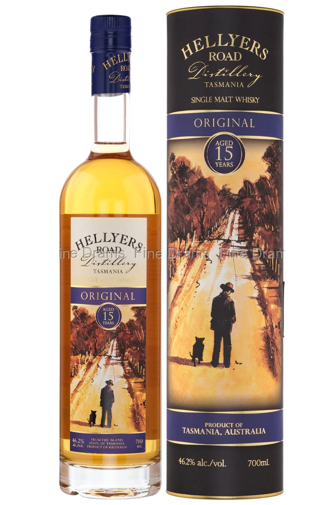 Botella de Hellyers Road 15 Years 70 cl, single malt australiano con notas de vainilla, caramelo y frutas tropicales.