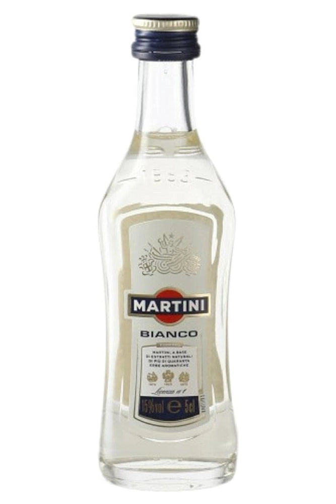 Mini botella Martini Bianco 5 cl, vermouth blanco italiano amarillo pálido.
