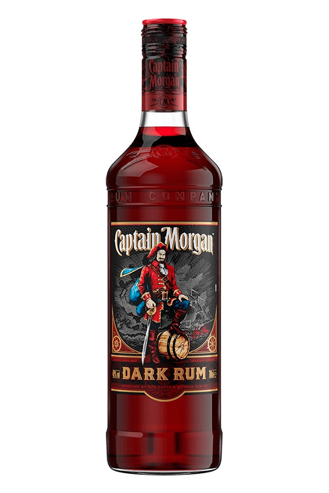 Botella de 1 litro de Captain Morgan Black (Dark), ron oscuro caribeño 40% vol., notas de vainilla, canela y clavo, ideal para degustar o cócteles.