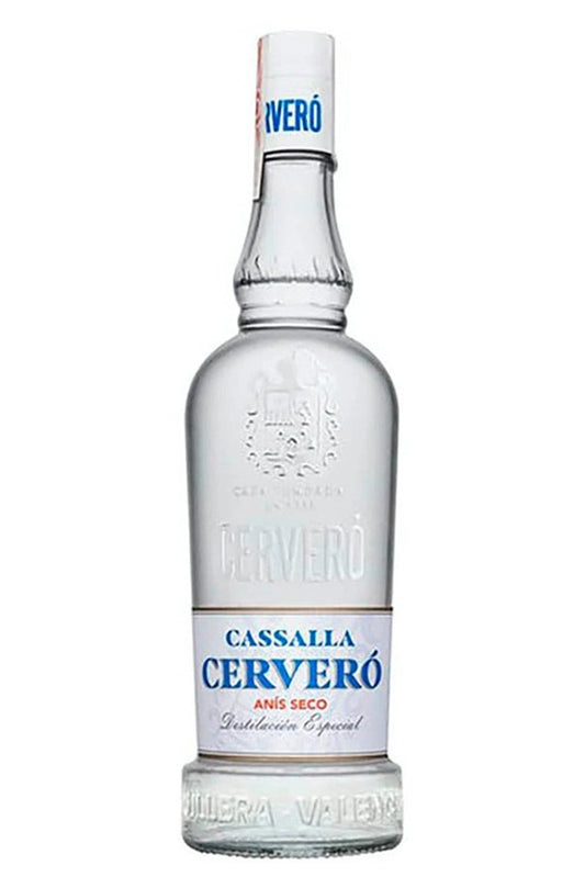 Botella de 1 litro de Anís Seco Cervero 46º, un anís seco español de alta calidad elaborado en Castilla-La Mancha. Ideal para disfrutar solo o con hielo. Presentado en botella de vidrio transparente.