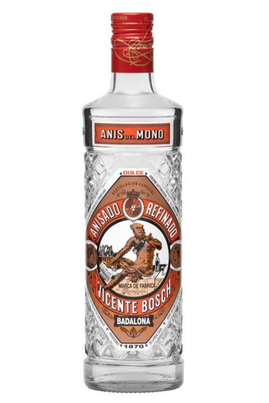 Botella de 70 cl de Anís del Mono, un anís español clásico con más de 150 años de historia. Elaborado con anís verde, agua y azúcar refinado, destilado tradicionalmente. Ideal para disfrutar solo, con hielo o en repostería. Presentado en botella de vidrio transparente.