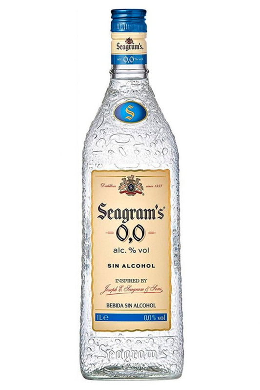 Botella de 70 cl de Ginebra Seagram's 0.0%, una versión sin alcohol que conserva el perfil clásico de la marca con aromas cítricos y base de enebro. Ideal para combinados y cócteles sin alcohol. Presentada en botella de vidrio transparente, con sabor ligero, cítrico y cuerpo medio.