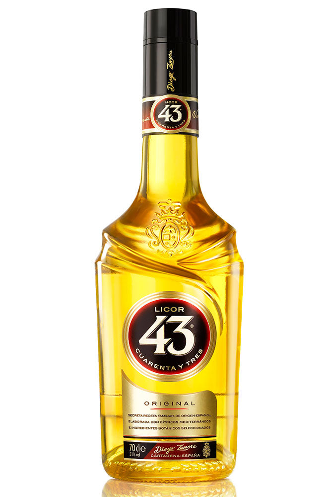 Botella de 70 cl de Licor 43 Original, un licor español dulce y versátil elaborado con 43 ingredientes naturales. De color amarillo dorado, combina cítricos, vainilla y especias dulces. Perfecto solo, con hielo o en cócteles. Presentado en botella de vidrio.

