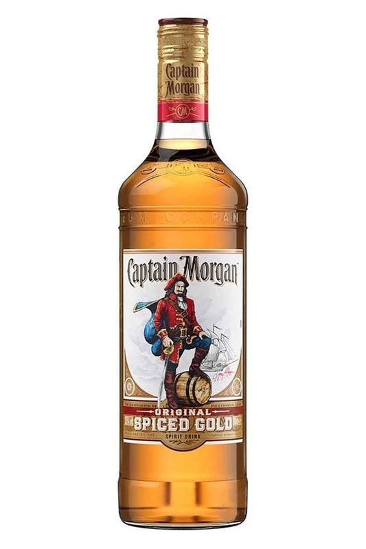 Botella de 70cl de Ron Capitán Morgan Spiced Gold, un ron caribeño especiado con notas de vainilla y especias. Presentado en botella de vidrio de color ámbar claro.