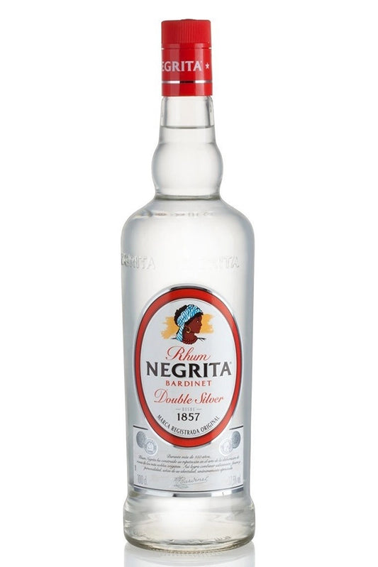 Botella de 1 litro de Ron Negrita Blanco, un ron blanco neutro y equilibrado. Sabor suave y ligero con un final fresco. Ideal para cócteles como mojitos y piña colada. Presentado en botella de vidrio transparente.