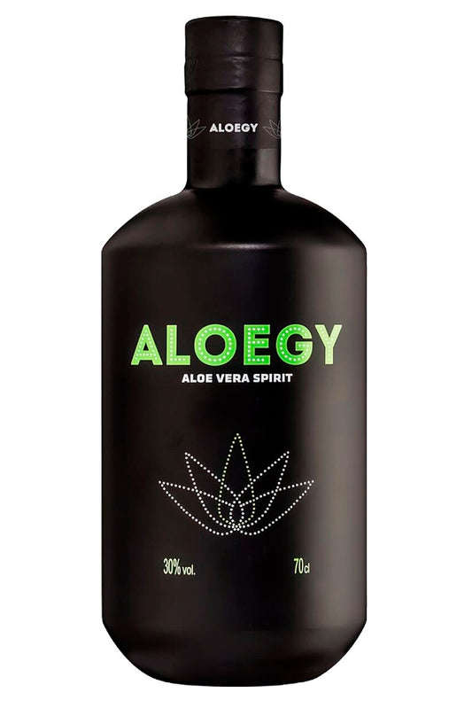 Botella de 70 cl de Aloegy Aloe Vera Spirit, licor de aloe vera artesanal 30% vol., sabor botánico y cítrico.
