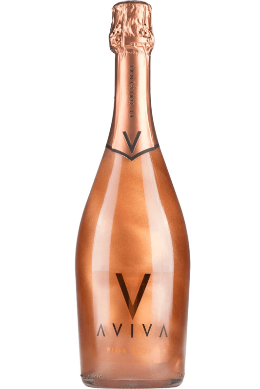 Botella Aviva Pink Gold 75 cl, vino espumoso rosa con efecto tornasolado y notas de fresa, melocotón y flores blancas.