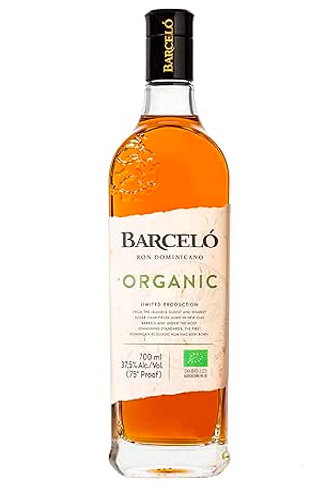 Botella de 1 litro de Ron Barceló Organic, ron ecológico dominicano 37,5 % vol., cultivo sostenible, notas de caramelo, cereza y cacao.