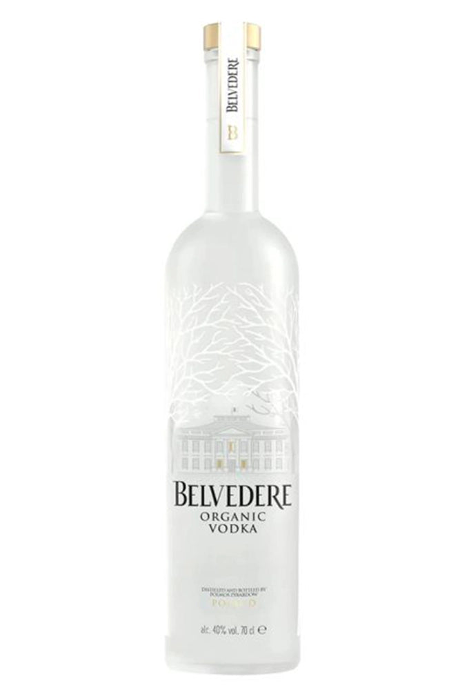 Botella Belvedere Organic 70 cl, vodka polaco orgánico con notas de centeno, almendra y ligera mineralidad.