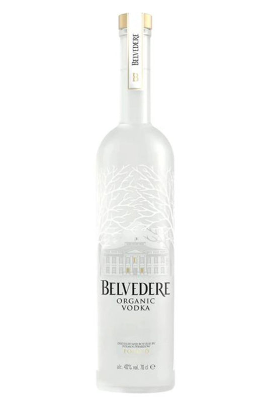 Botella Belvedere Organic 70 cl, vodka polaco orgánico con notas de centeno, almendra y ligera mineralidad.