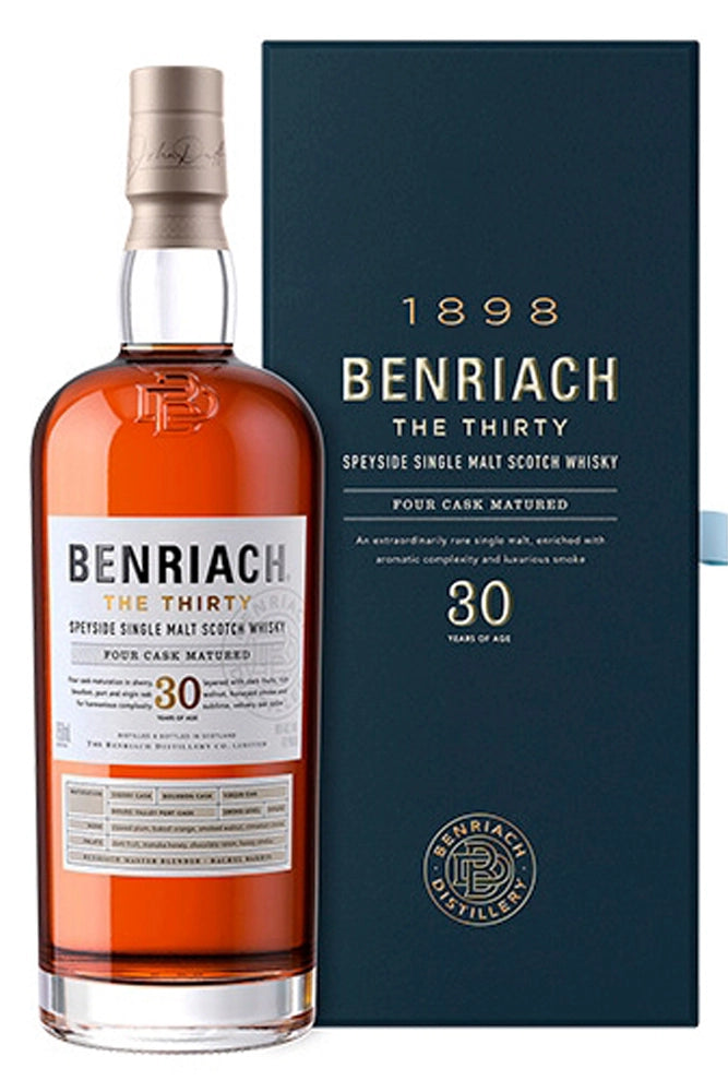 Botella de whisky BenRiach Smoky Ten 10 Años 70 cl, single malt ahumado de Speyside con notas de miel, frutas y roble tostado.