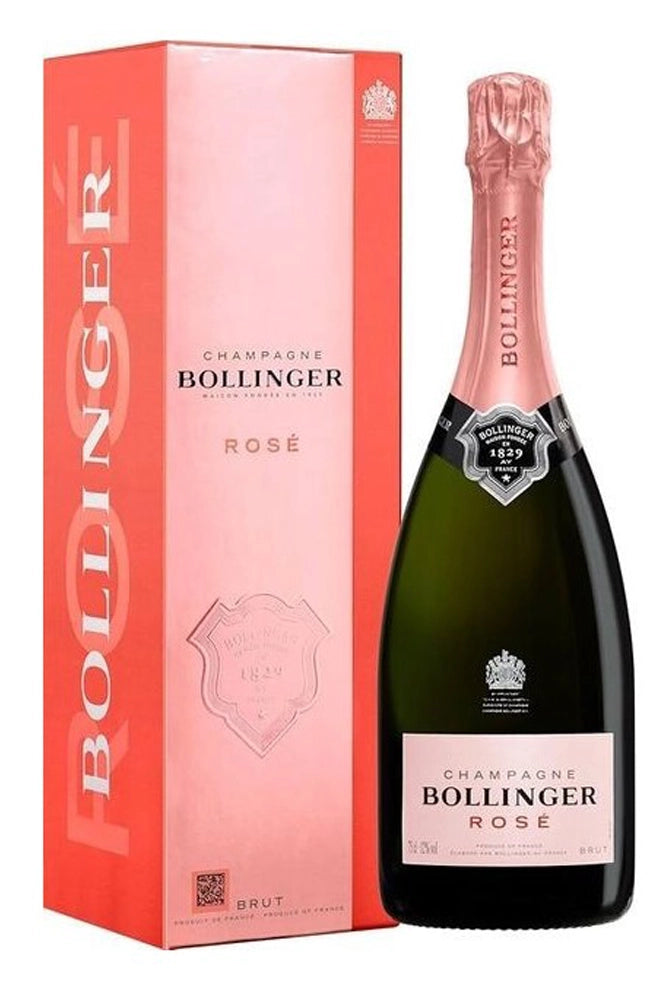 Botella Bollinger Rosé 75 cl, champagne rosado con notas de frutos rojos, brioche y tostados finos.