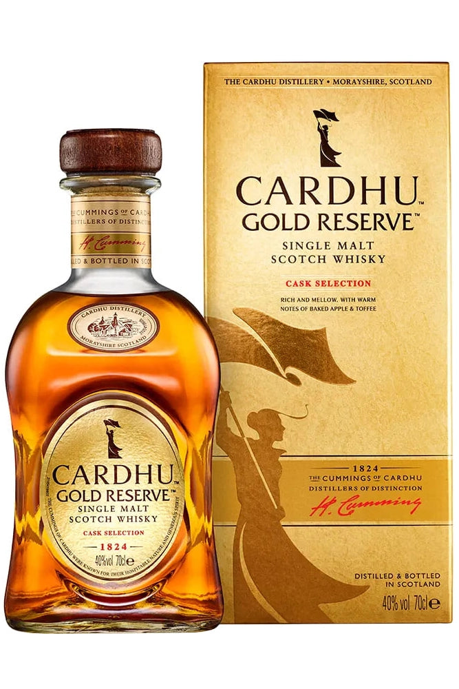 Botella de whisky Cardhu Gold Reserve 70 cl, single malt de Speyside con notas de miel, vainilla y naranja.