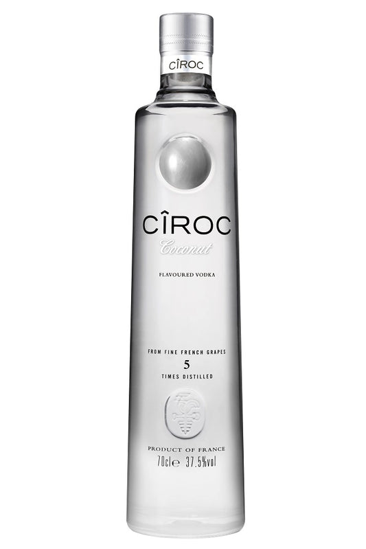 Botella Cîroc Coconut 70 cl, vodka francés aromatizado con coco y vainilla, suave, dulce y cremoso.