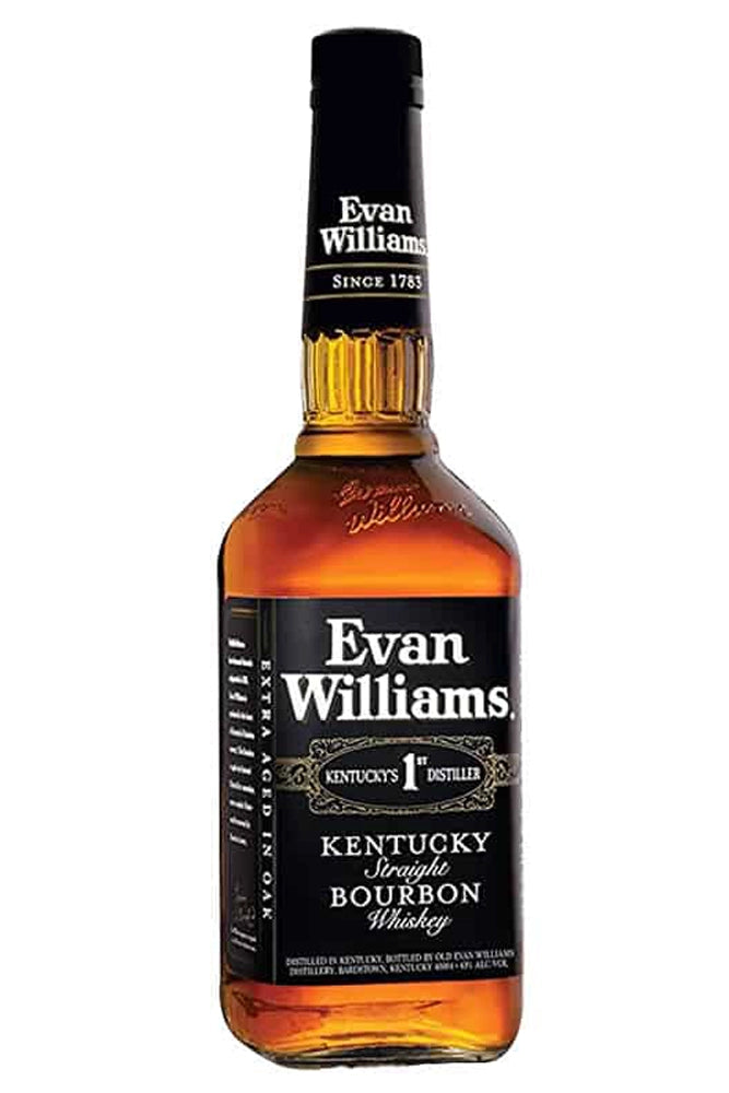 Botella de whisky Evan Williams Black Label 70 cl, bourbon de Kentucky con notas de caramelo, vainilla y roble tostado.