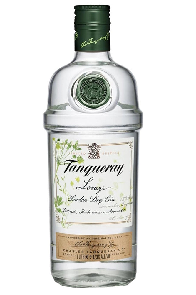 Botella de Gin Tanqueray Lovage 1 L, edición limitada herbal y aromática.