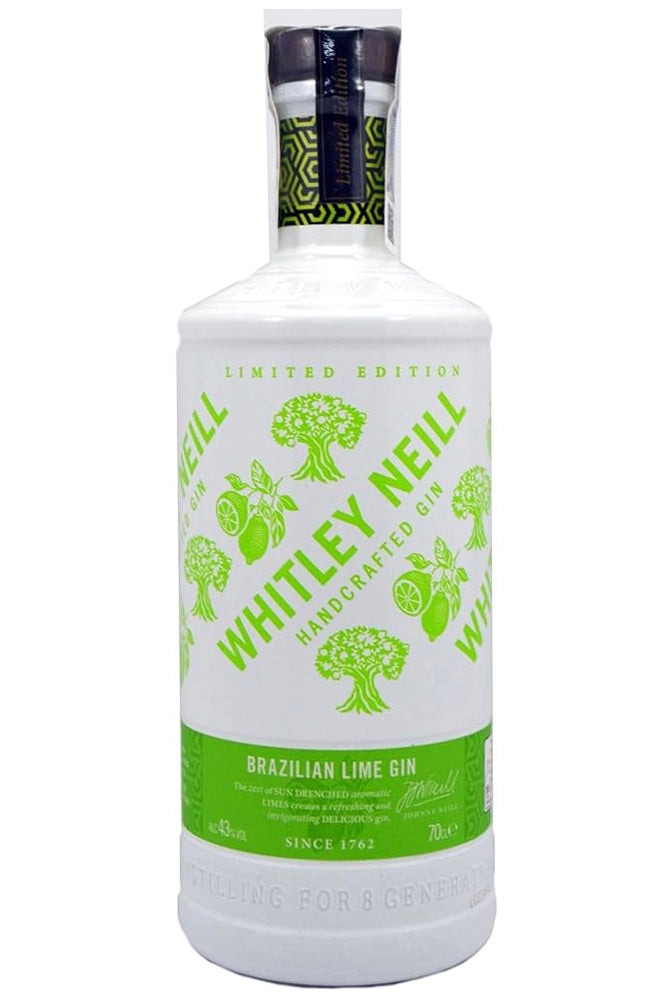 Botella de Gin Whitley Neill Brazilian Lime 70 cl, con lima brasileña y perfil cítrico.