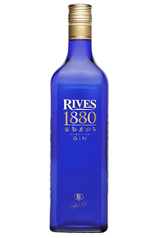 Botella de 70 cl de Ginebra Rives 1880, una ginebra premium elaborada con triple destilación en alambiques de cobre centenarios. Ideal para gin-tonics clásicos. Presentada en una botella de vidrio transparente.
