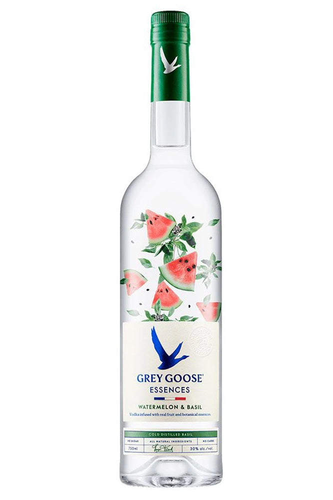 Botella Grey Goose Watermelon & Basil 1 L, vodka francés aromatizado con sandía y albahaca, fresco, dulce y herbáceo.