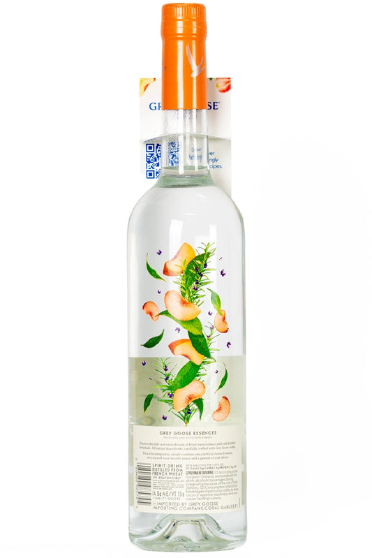 Botella Grey Goose White Peach & Rosemary 1 L, vodka francés con melocotón blanco y romero, suave, aromático y floral.