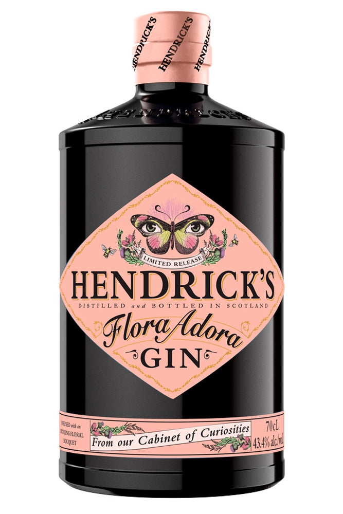 Botella Hendrick’s Flora Adora 70 cl, ginebra floral en edición limitada con botánicos y flores silvestres.