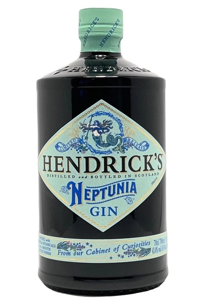 Botella de Hendrick’s Neptunia 70 cl, ginebra marina con cítricos y botánicos costeros.