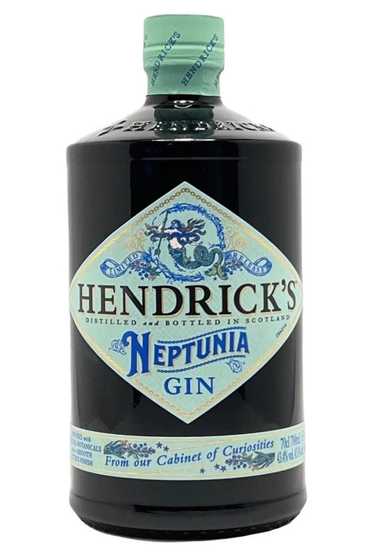 Botella de Hendrick’s Neptunia 70 cl, ginebra marina con cítricos y botánicos costeros.