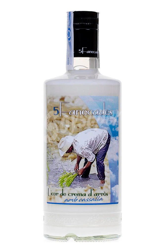 Botella de 1 litro de Licor Crema de Arroz con Cazalla, un licor tradicional valenciano cremoso y con un toque anisado, ideal para compartir en celebraciones.