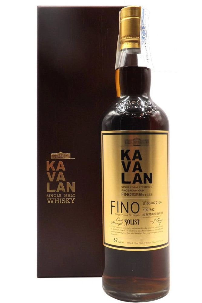 Botella Kavalan Solist Fino Sherry 70 cl single malt cask strength.