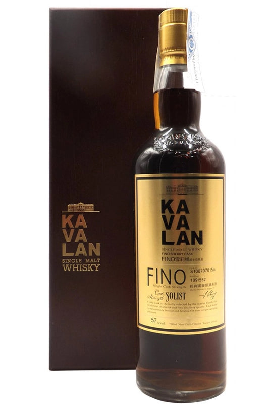 Botella Kavalan Solist Fino Sherry 70 cl single malt cask strength.