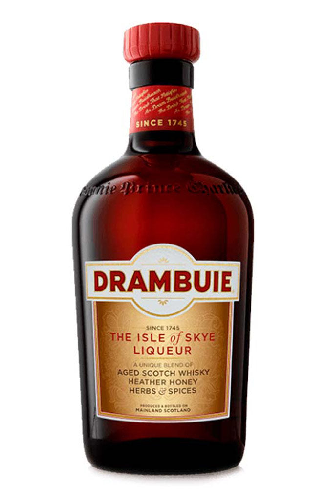 Botella de 70 cl de Licor Drambuie, un licor escocés de whisky con miel y hierbas, ideal para disfrutar solo o en cócteles.