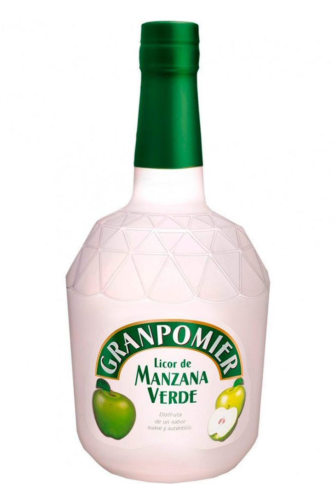 Botella de 70 cl de Licor Granpomiert, un licor afrutado con inspiración alpina, que combina cereza y hierbas en un sabor equilibrado y refrescante.