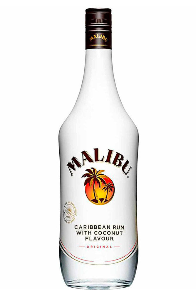 Botella de 70 cl de Licor Malibu, un licor de ron caribeño con sabor a coco, ideal para cócteles tropicales.