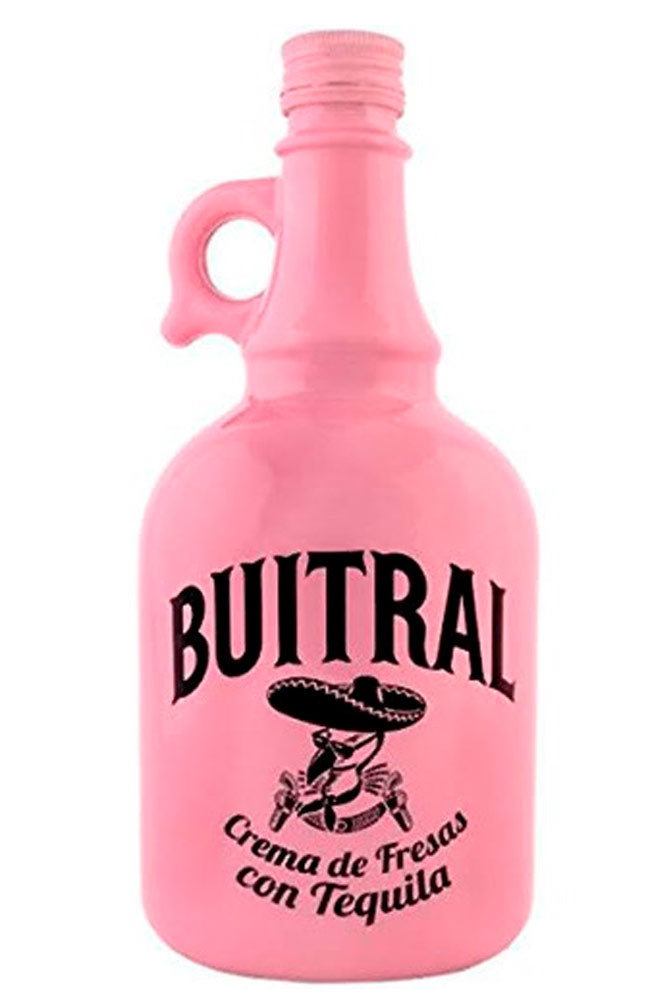 Botella de 1 litro de Licor Tequila Rose Buitral, un licor cremoso de color rosa claro, que combina tequila y fresa, ideal para servir frío.