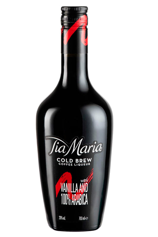 Botella de 70 cl de Licor Tía María, un clásico licor de café con toques de vainilla, de color marrón oscuro, ideal para cócteles y postres.