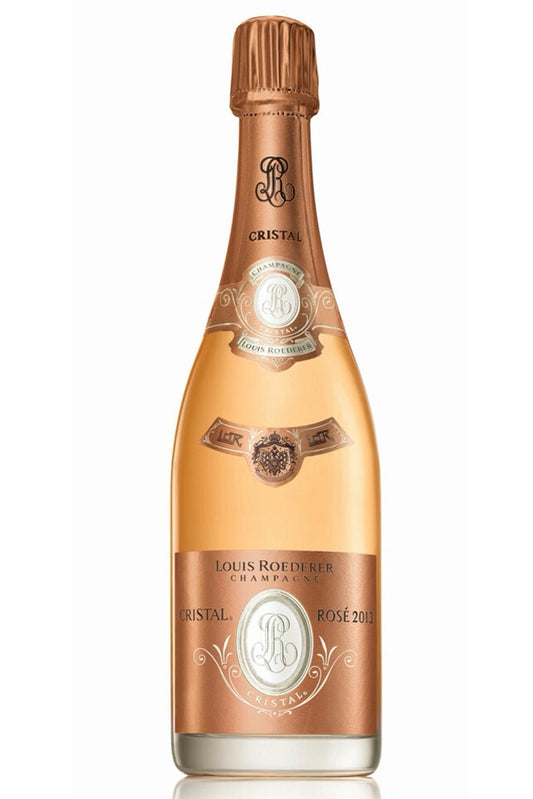 Botella Louis Roederer Cristal Rosé 2013 75 cl, champagne rosado de lujo con notas de frutos del bosque, flores secas y pastelería fina.
