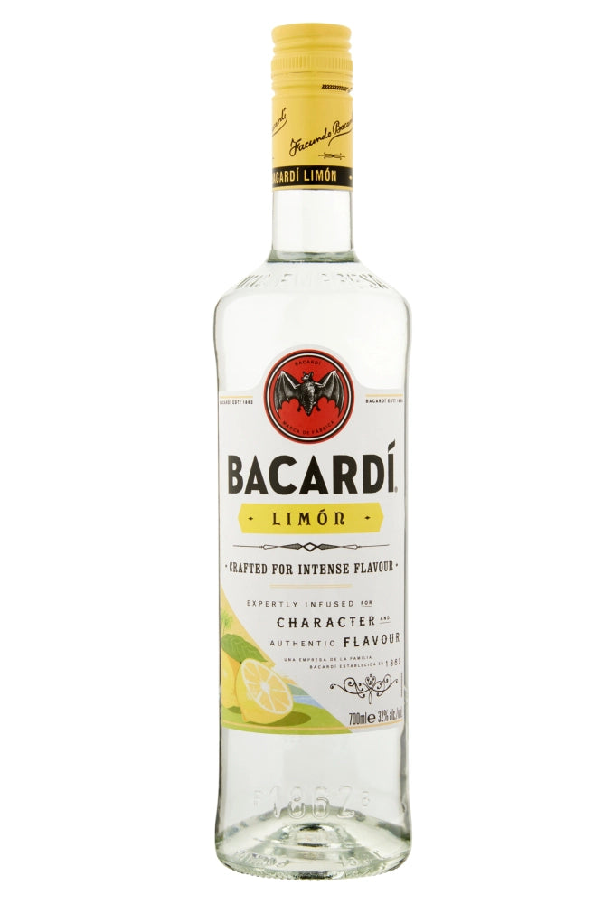 Botella de bacardi transparente con colores amarillos
