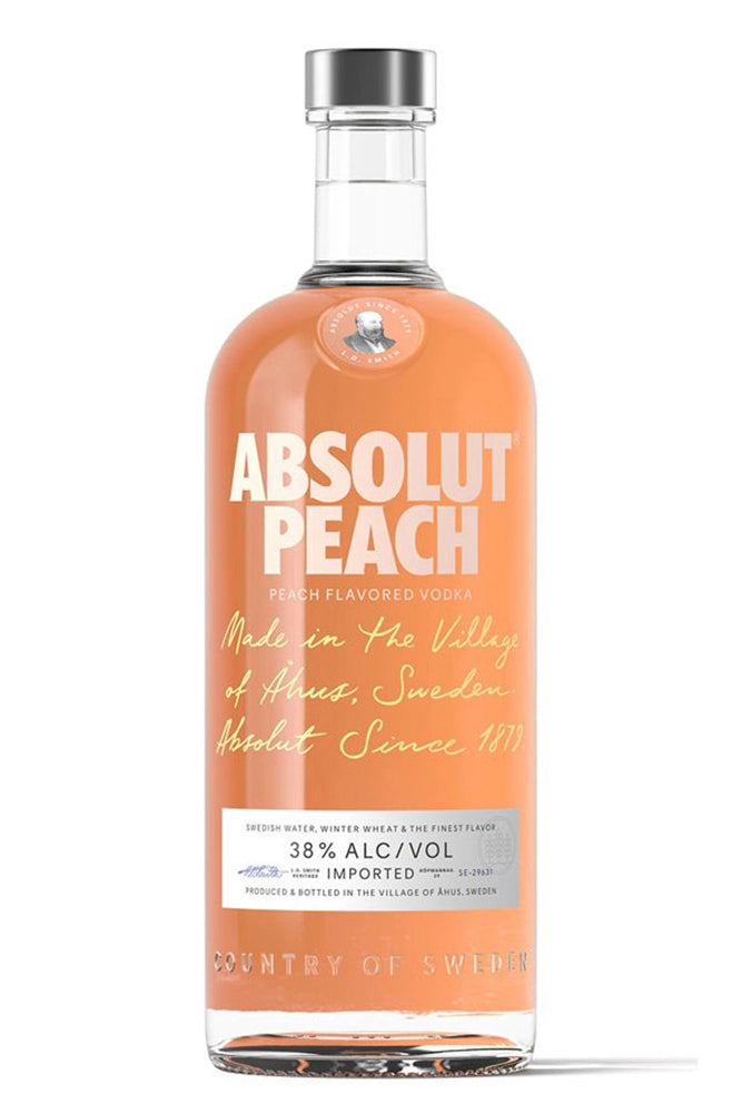 Botella Vodka Absolut Peach 1L, vodka sueco aromatizado con melocotón natural.