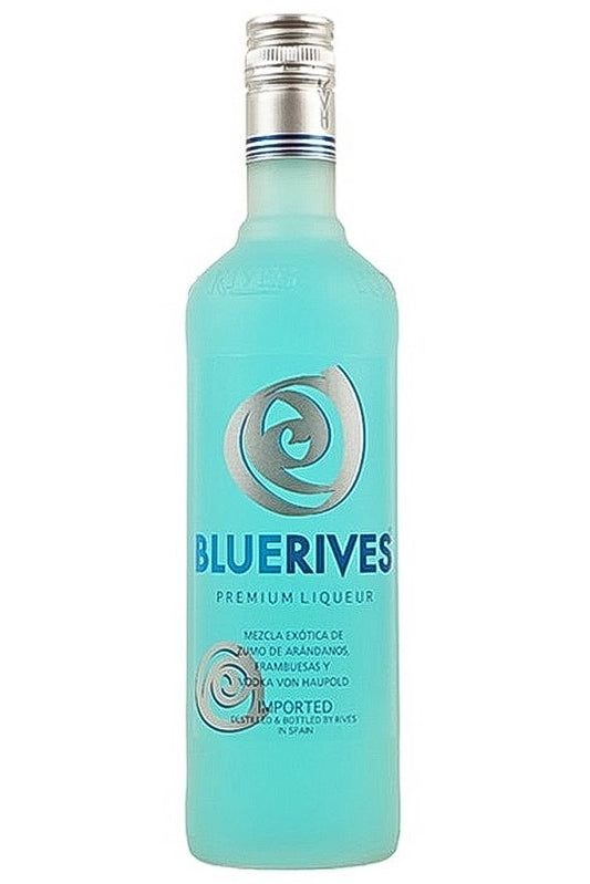 Botella de 70 cl de Vodka Blue Rives, un vodka aromatizado andaluz con un llamativo color azul y sabor suave. Elaborado con alcohol neutro, aromas naturales y agua purificada, destilado en frío. Ideal para cócteles y combinados. Presentado en botella de vidrio de color azul claro.