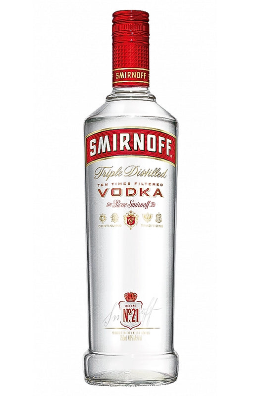 Botella de 1 litro de Smirnoff Vodka, un vodka clásico internacionalmente reconocido por su versatilidad. Elaborado con triple destilación y filtrado diez veces con carbón activado. Perfecto para todo tipo de combinados. Presentado en botella de vidrio transparente.