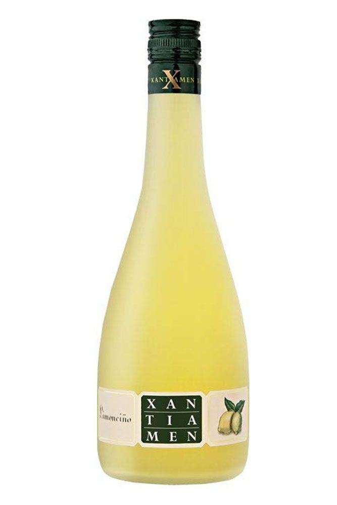 Botella de Xantiamén Limonciño 70 cl, licor gallego elaborado con orujo y limón natural. Fresco, dulce y cítrico, ideal en cócteles o digestivo.